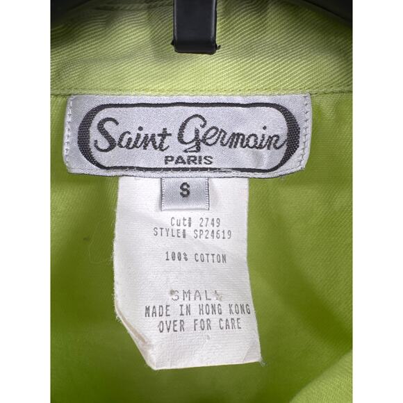Saint Germain Paris vintage button down green shirt size Small - Picture 2 of 6